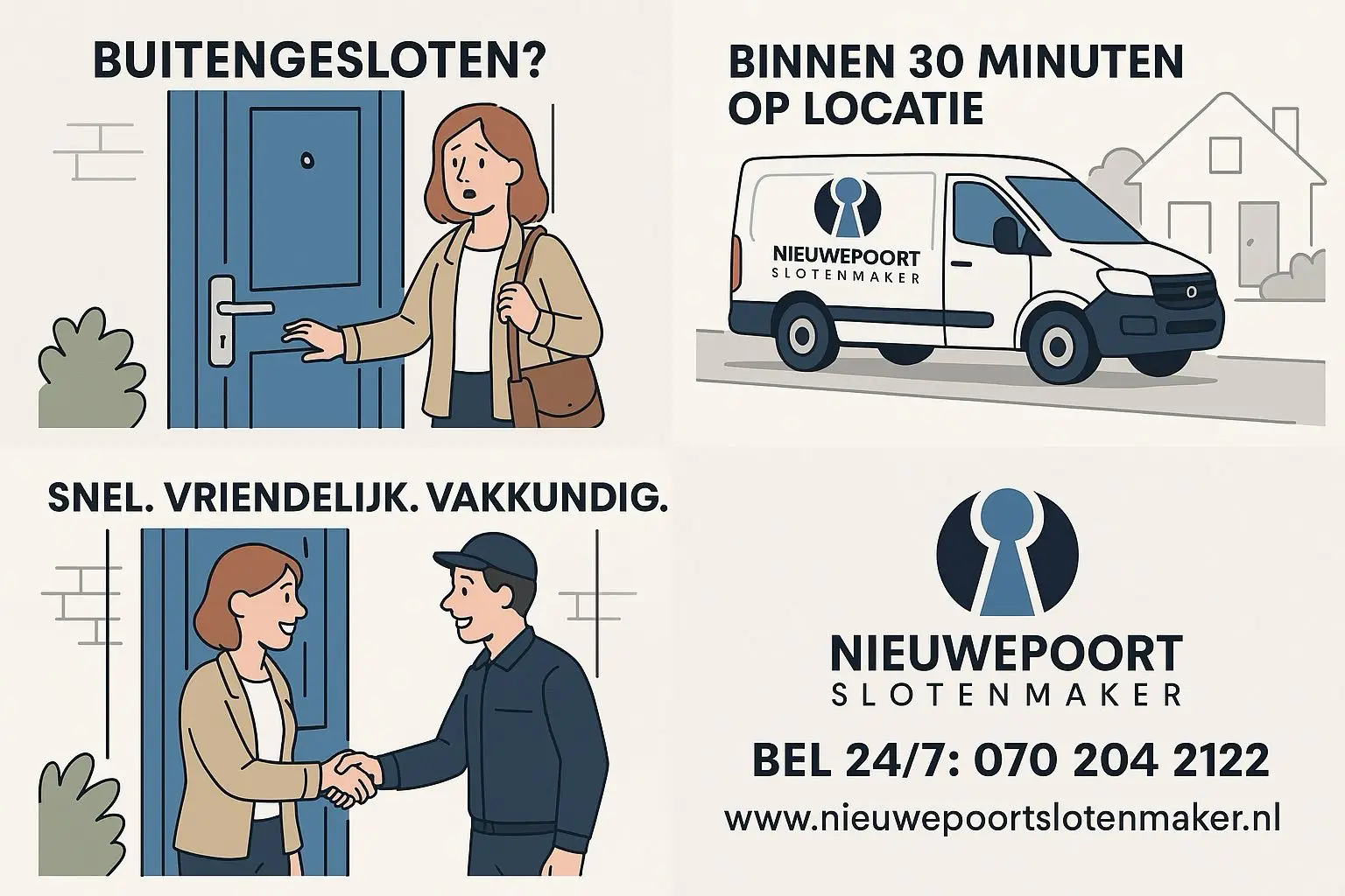 Nieuwepoort slotenmaker - cartoon - versie buitengesloten